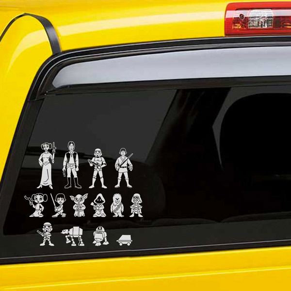 Adesivi per Auto e Moto: Set 14X Personaggi di Star Wars