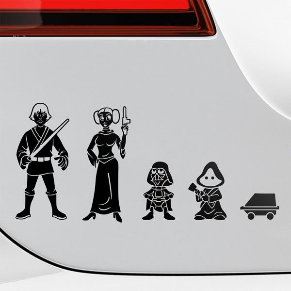 Adesivi per Auto e Moto: Set 5X Famiglia Luke Skywalker