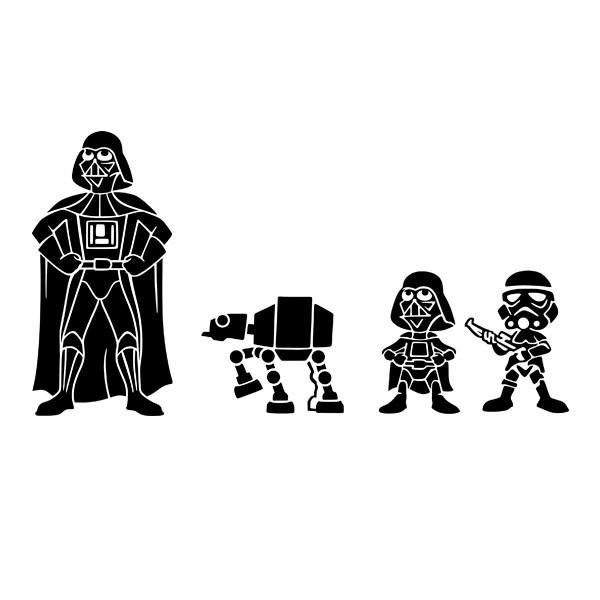 Adesivi per Auto e Moto: Set 4X Famiglia Darth Vader