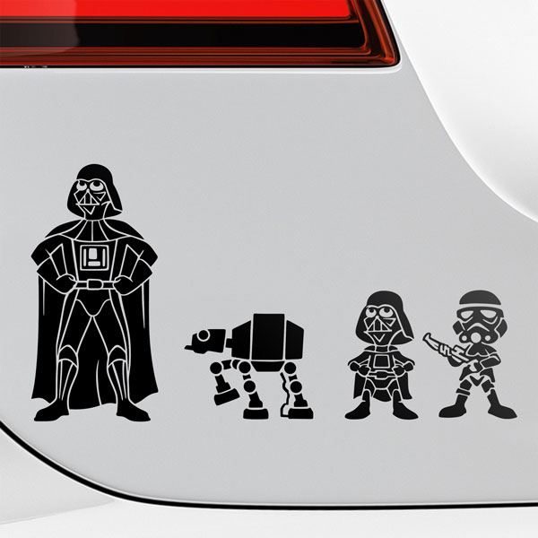 Adesivi per Auto e Moto: Set 4X Famiglia Darth Vader