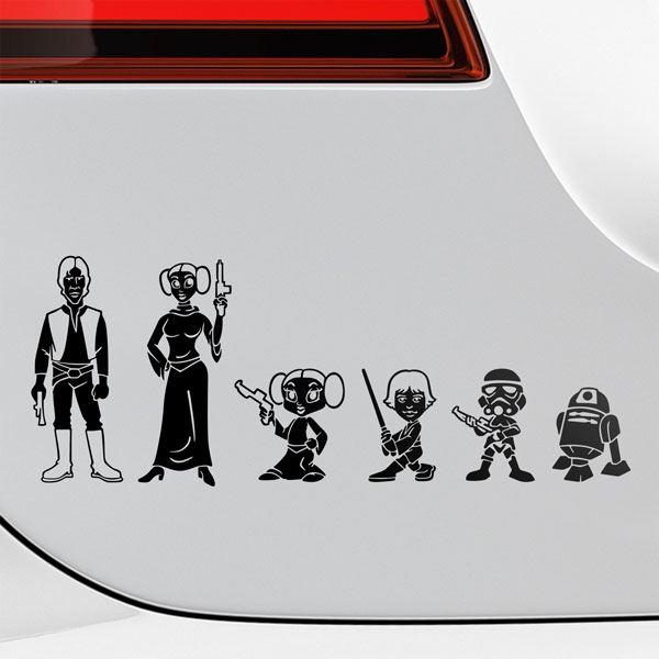 Adesivi per Auto e Moto: Set 6X Famiglia Han Solo
