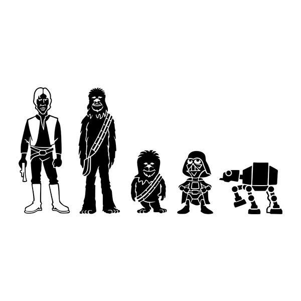 Adesivi per Auto e Moto: Set 5X Famiglia Chewbacca