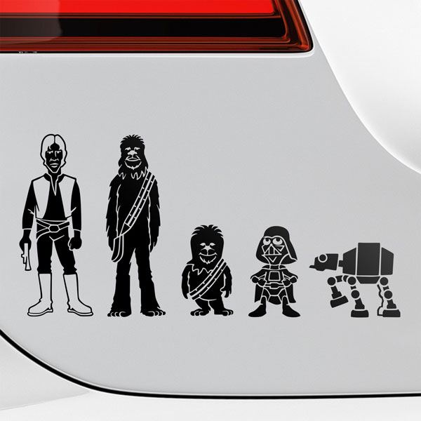 Adesivi per Auto e Moto: Set 5X Famiglia Chewbacca