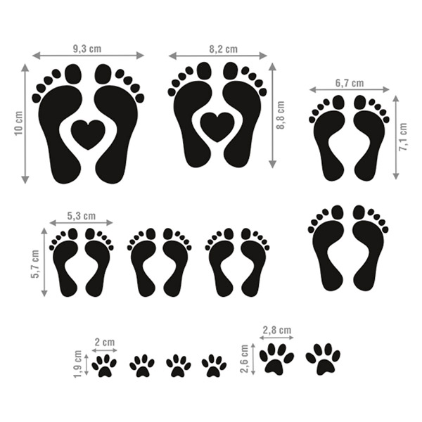 Adesivi per Auto e Moto: Set 13 X Impronte della Famiglia