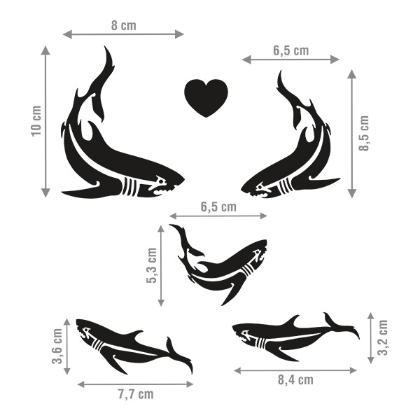 Adesivi per Auto e Moto: Set 6X Squali