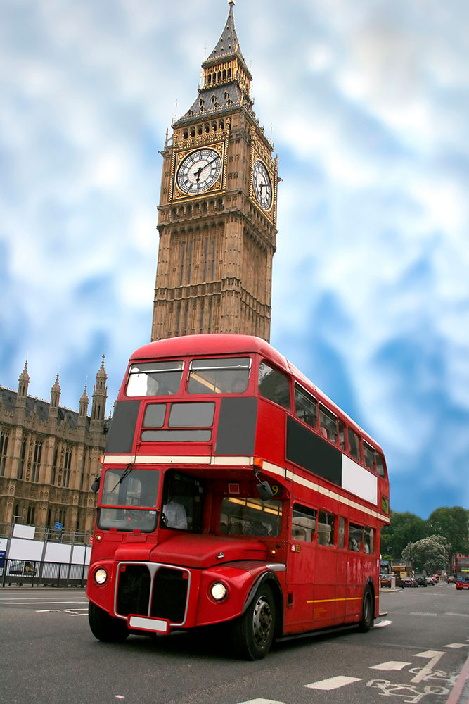 Fotomurali : Big Ben e autobus britannico