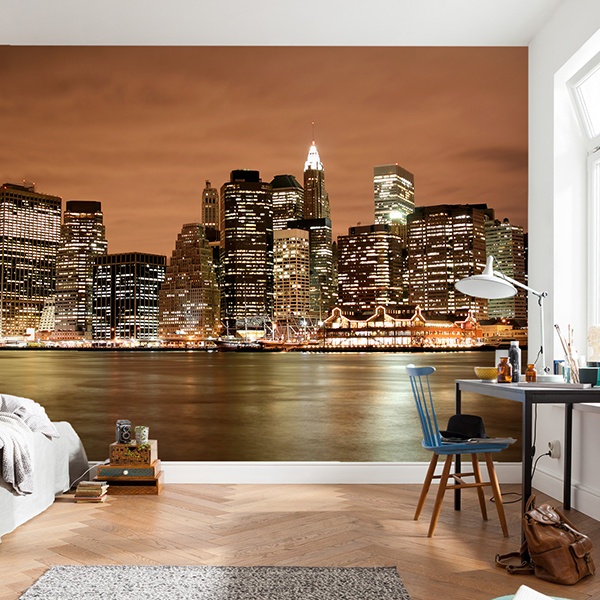 Fotomurali : Skyline di New York di notte 0