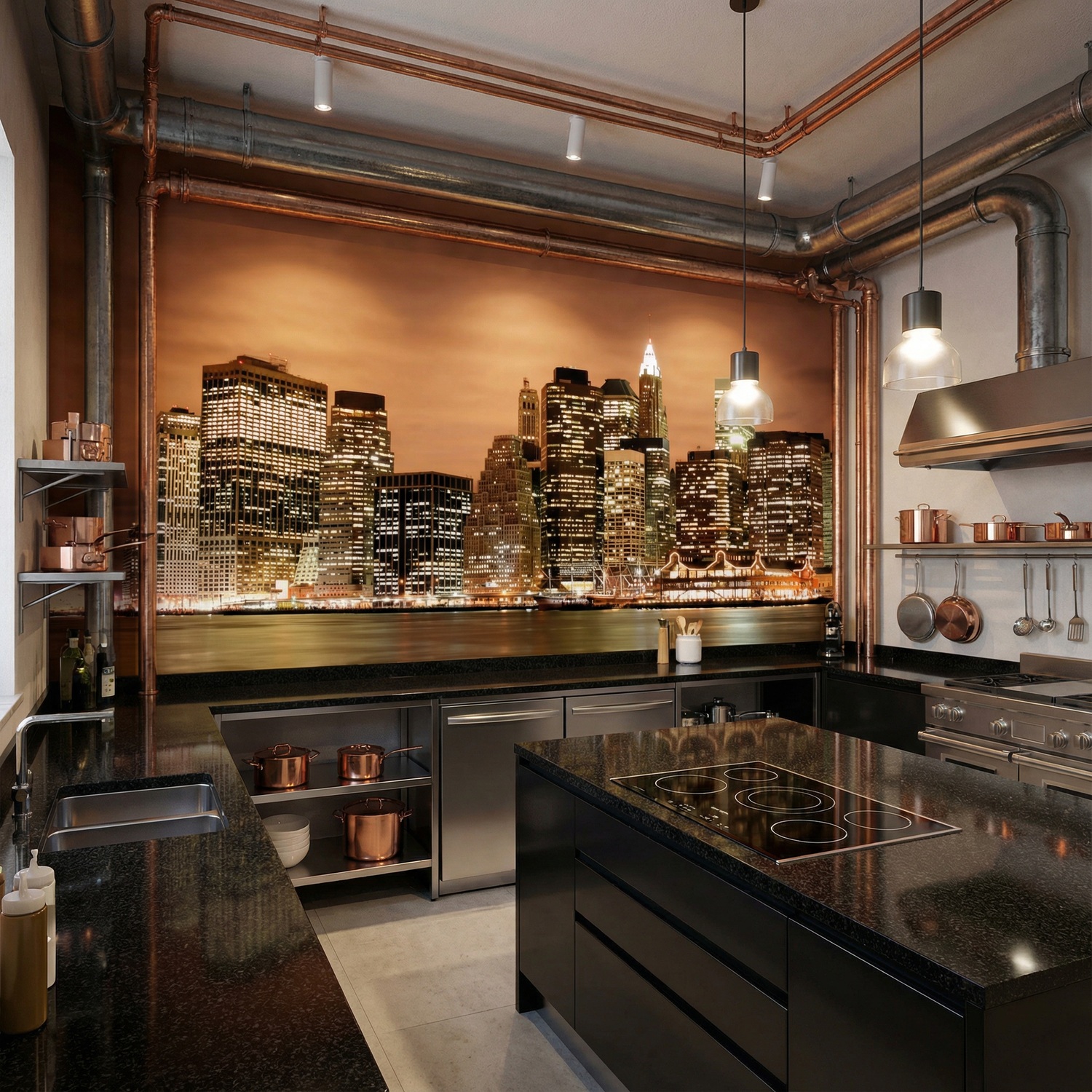 Fotomurali : Skyline di New York di notte