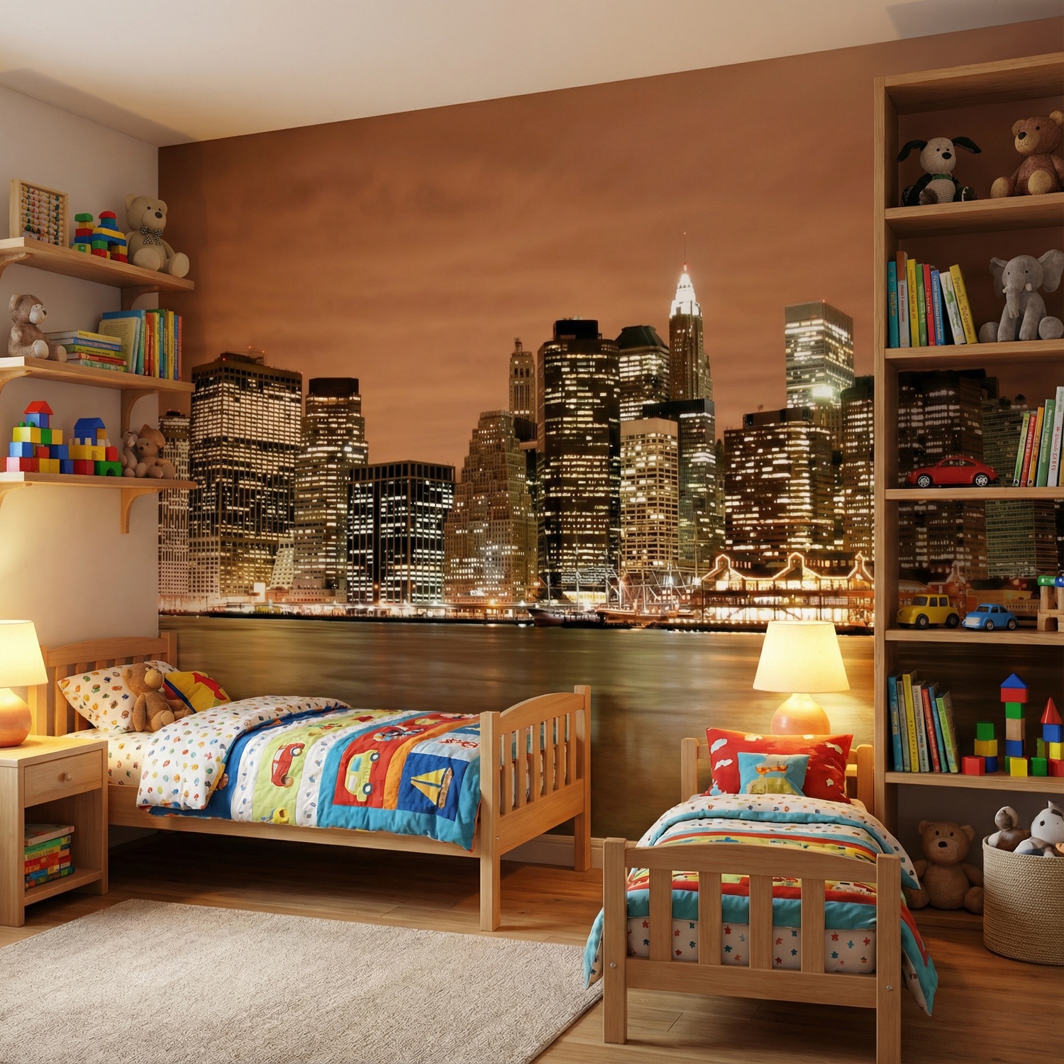 Fotomurali : Skyline di New York di notte