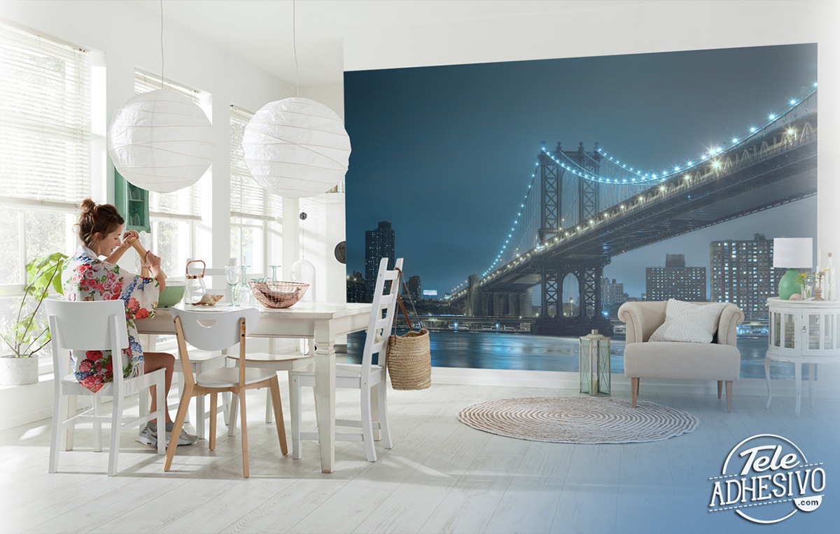 Fotomurali : Brooklyn con luci blu