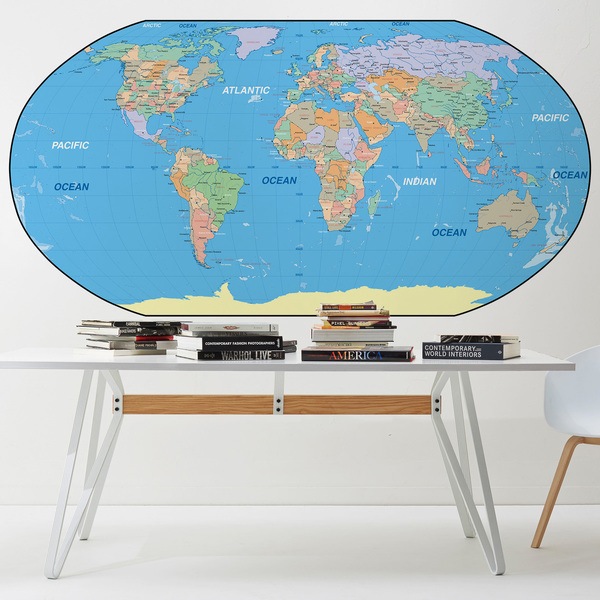 Fotomurali : Murale mappa del mondo in inglese 0