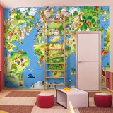 Fotomurali: Mappa del mondo illustrata per bambini 2