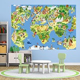 Fotomurali: Mappa del mondo illustrata per bambini 3
