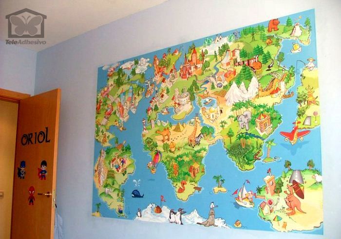 Fotomurali : Mappa del mondo dei bambini animata
