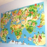 Fotomurali: Mappa del mondo illustrata per bambini 4