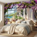 Fotomurali : Terrazza mediterranea con vista sul mare 2