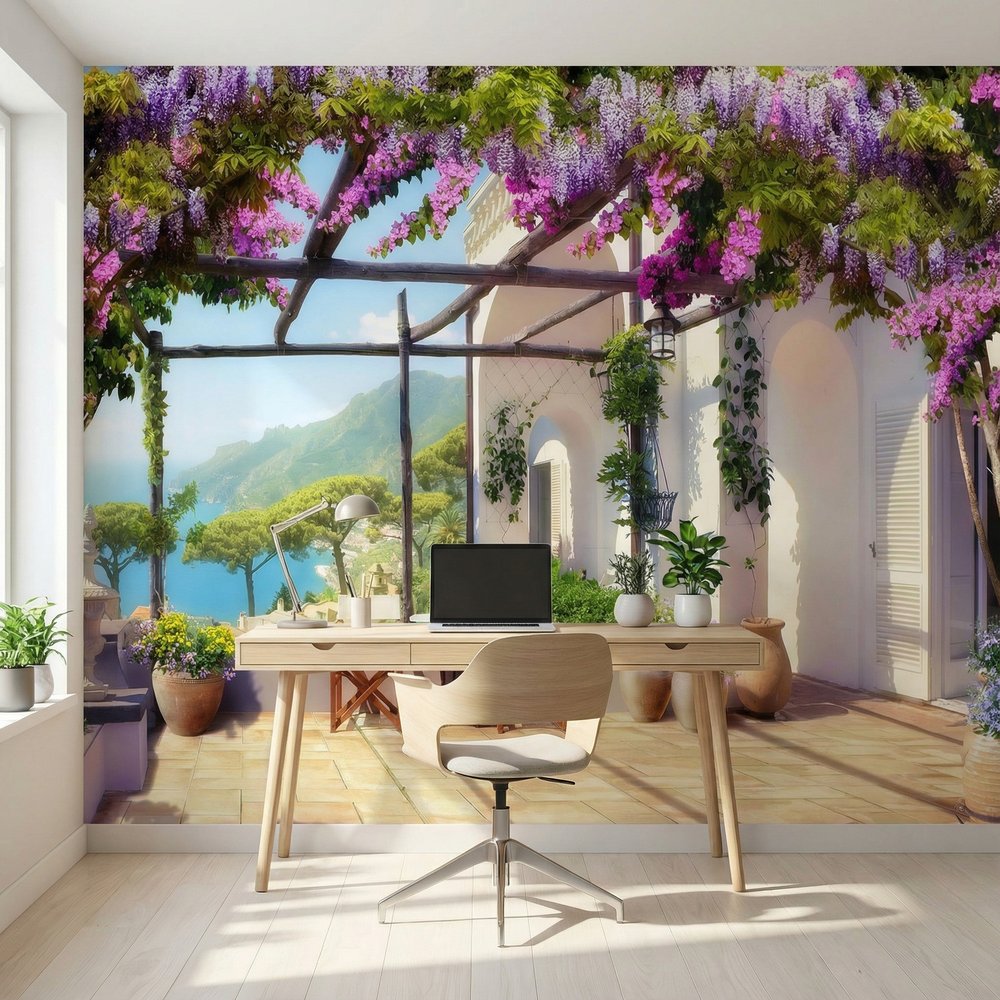 Fotomurali : Terrazza mediterranea con vista sul mare