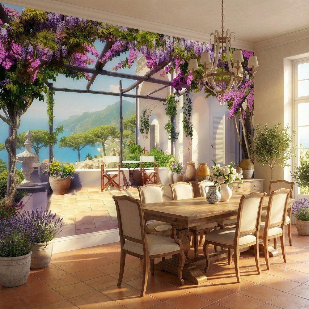 Fotomurali : Terrazza mediterranea con vista sul mare