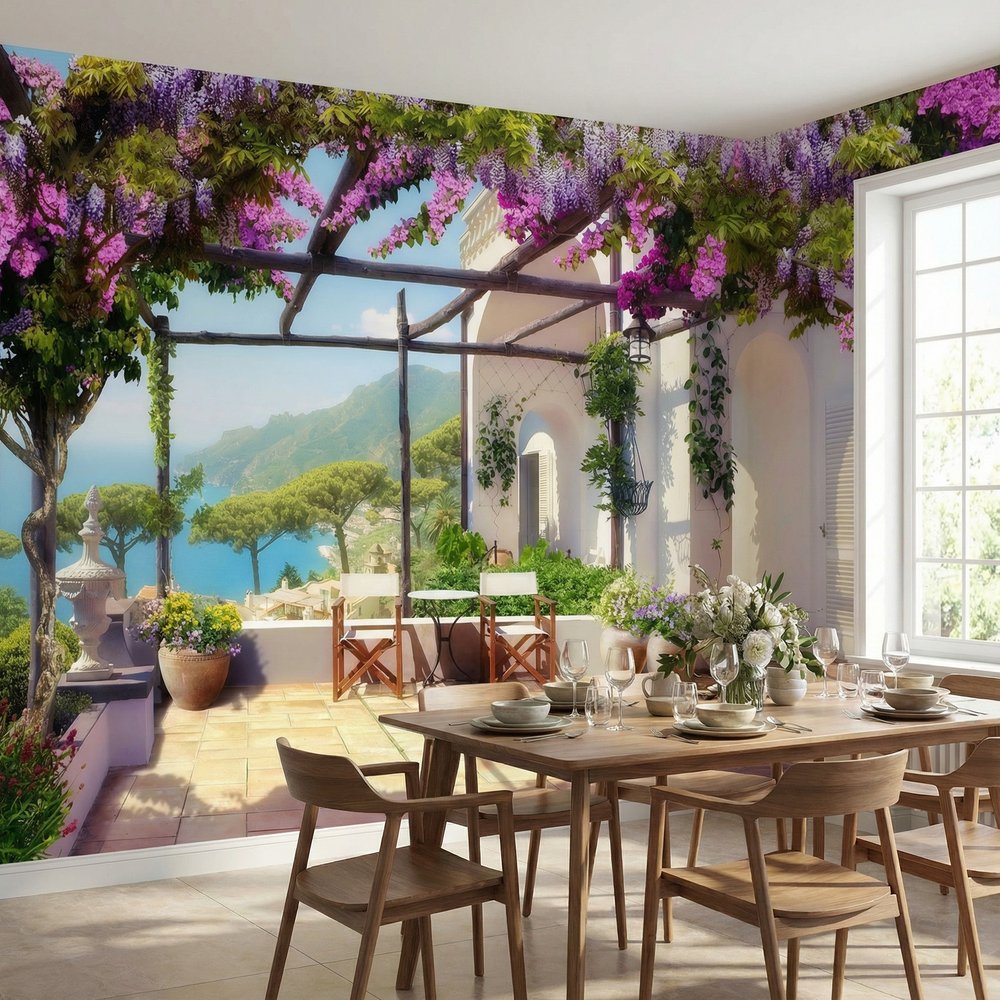 Fotomurali : Terrazza mediterranea con vista sul mare