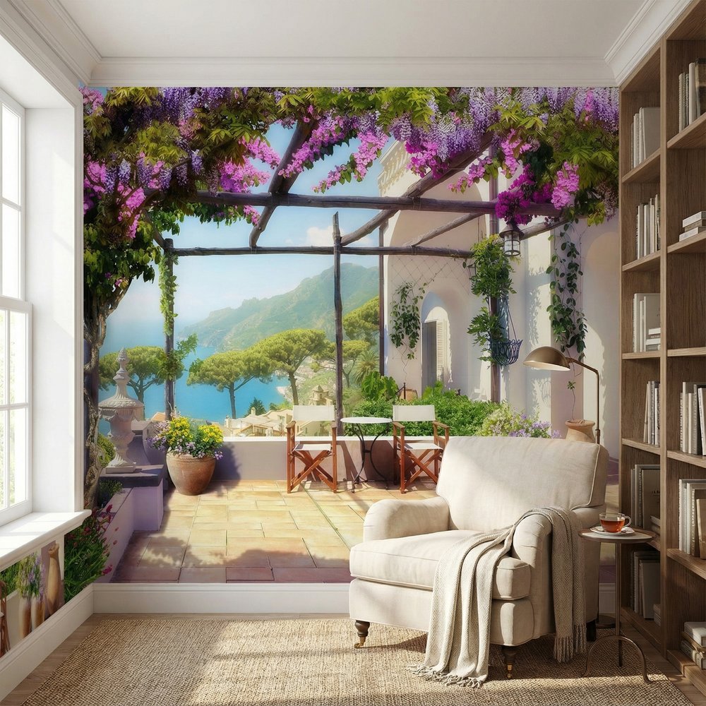 Fotomurali : Terrazza mediterranea con vista sul mare