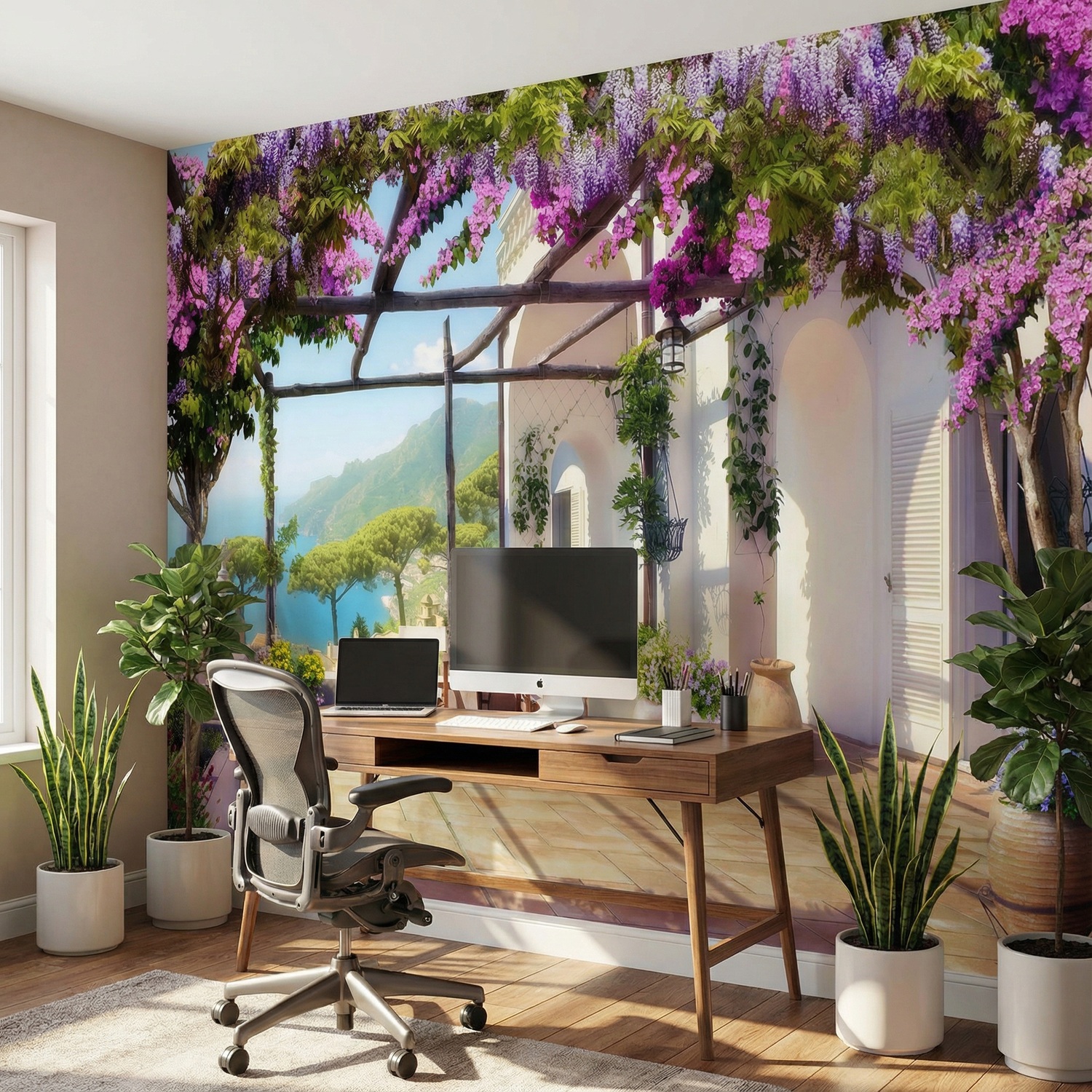 Fotomurali : Terrazza sulla spiaggia del Mediterraneo