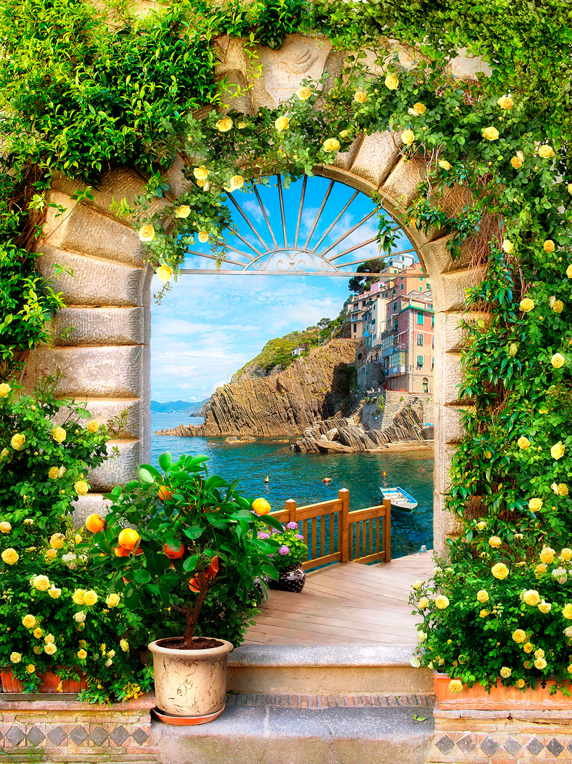 Fotomurali : Arco nel villaggio mediterraneo