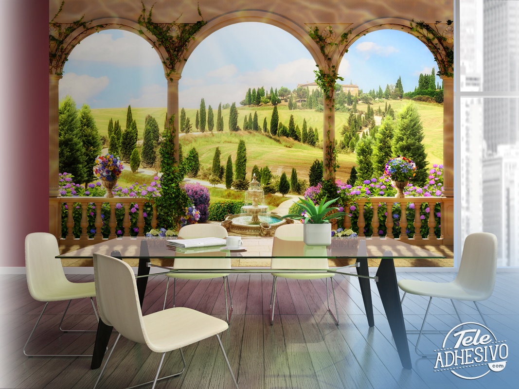 Fotomurali: Fotomurale paesaggio toscano con archi