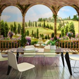 Fotomurali: Fotomurale paesaggio toscano con archi 2
