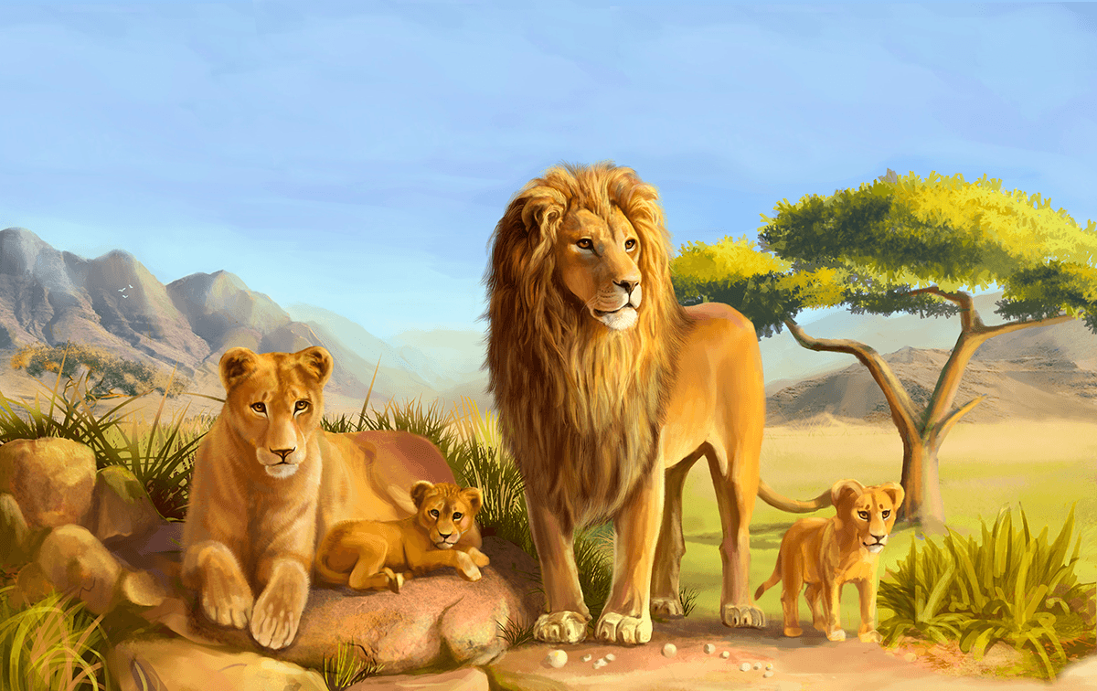 Fotomurali : famiglia leoni