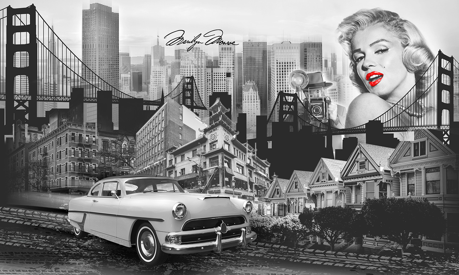 Fotomurali : Musa del collage Marilyn Monroe
