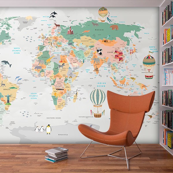 Fotomurali : Mappa del Mondo per Bambini