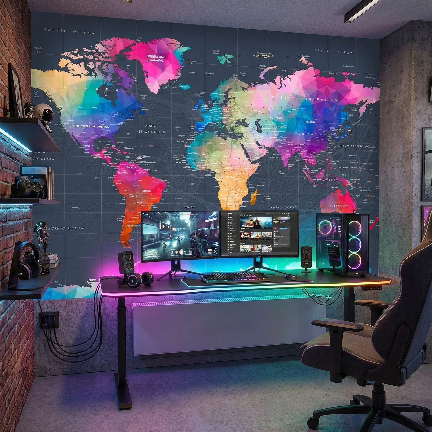 Fotomurali : Mappa del Mondo Origami