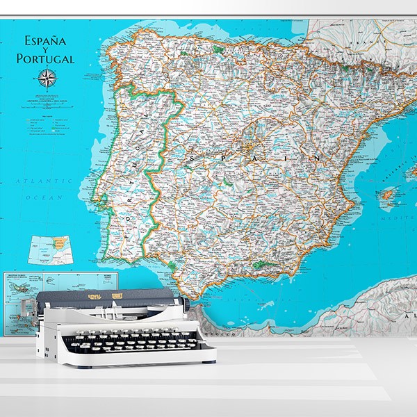 Fotomurali : Mappa del Mondo Spagna e Portogallo 0