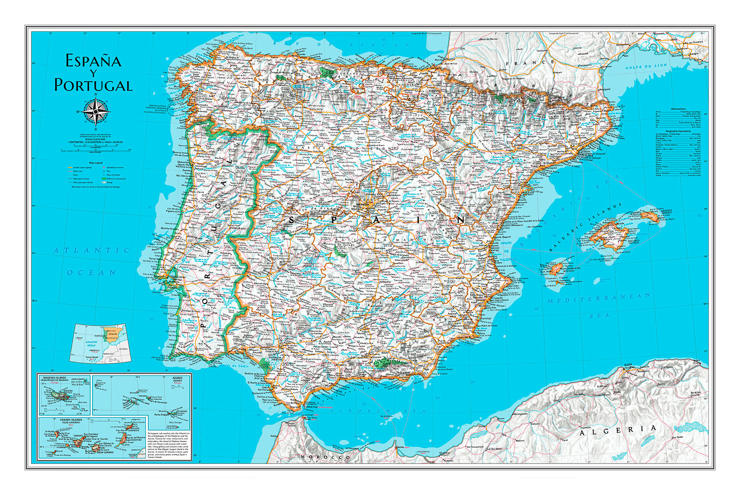 Fotomurali : Mappa del Mondo Spagna e Portogallo