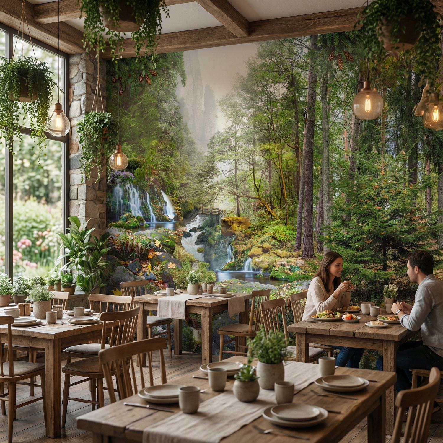 Fotomurali : Foresta e Cascata