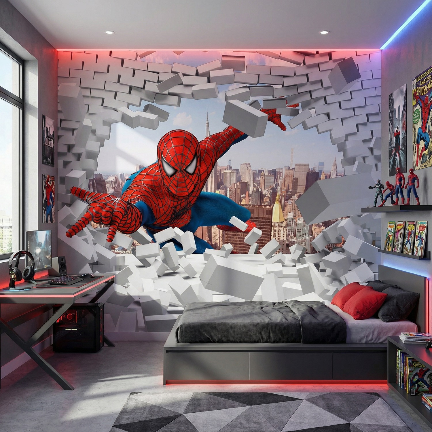 Fotomurali : Spiderman che Sfonda il Muro 0