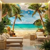 Fotomurali : Gabbiani sopra il tesoro sulla spiaggia 3