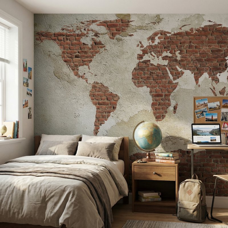 Fotomurali : Mappa del Mondo in Mattoni 0