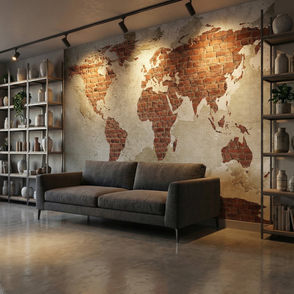 Fotomurali : Mappa del Mondo in Mattoni