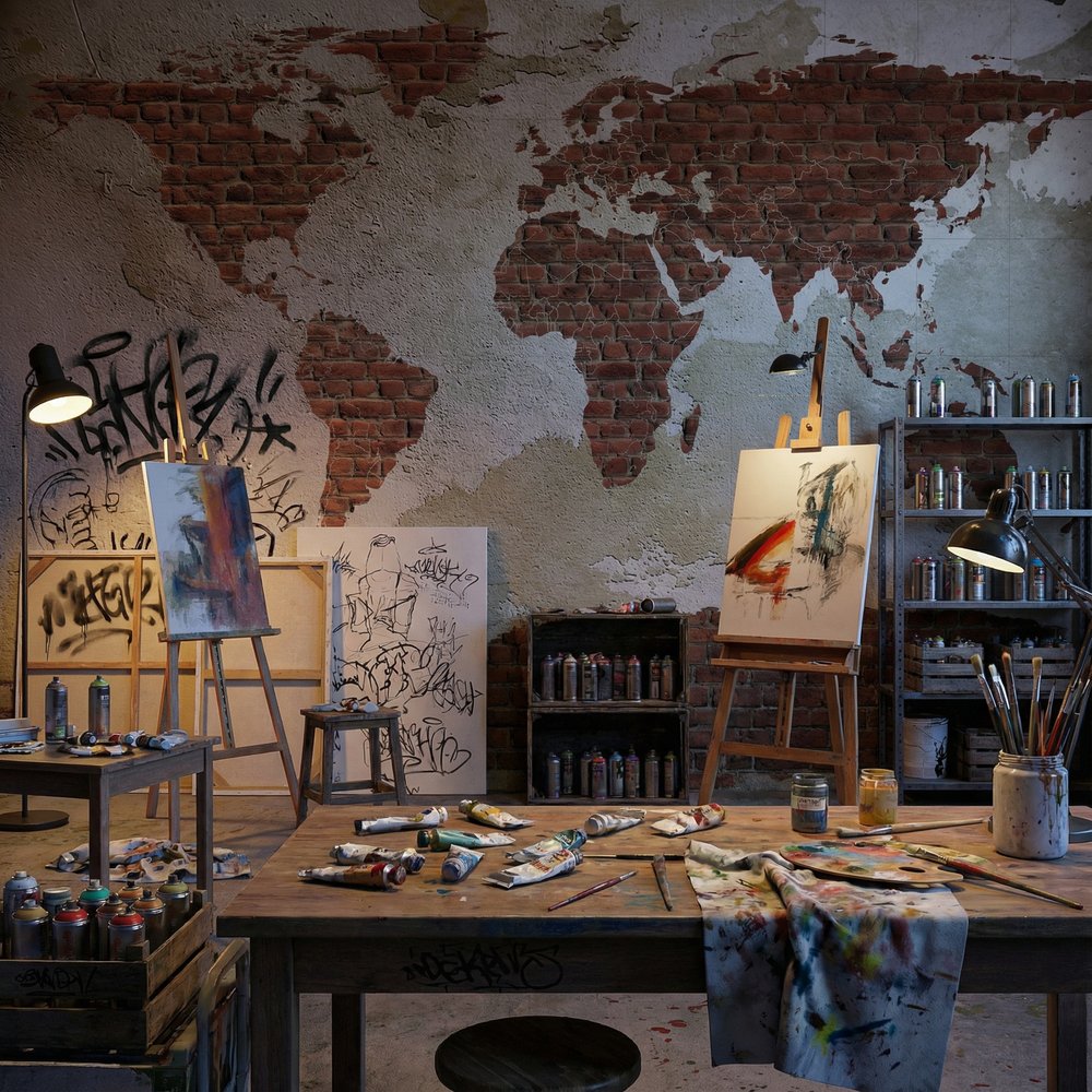 Fotomurali : Mappa del Mondo in Mattoni