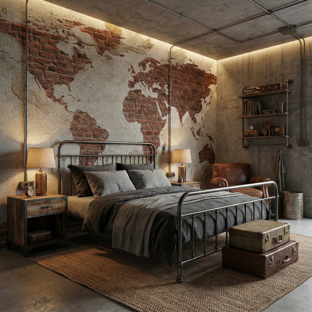 Fotomurali : Mappa del Mondo in Mattoni