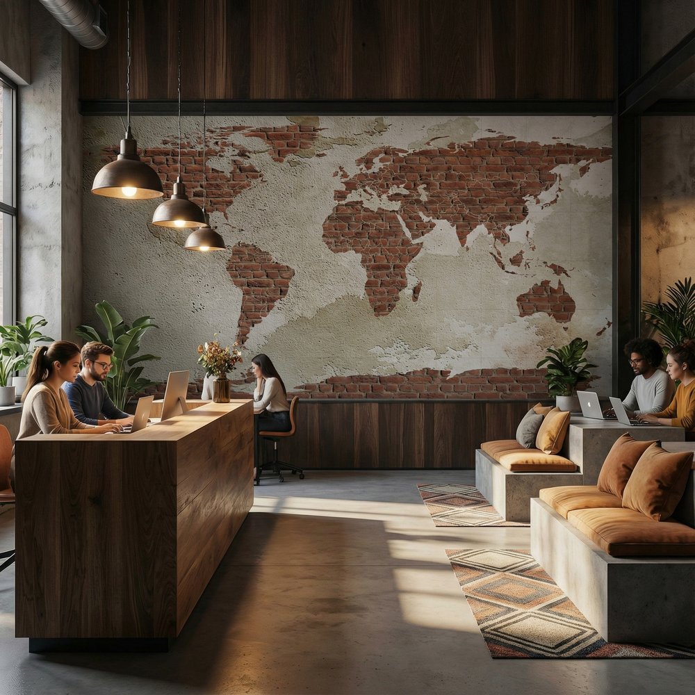 Fotomurali : Mappa del Mondo in Mattoni