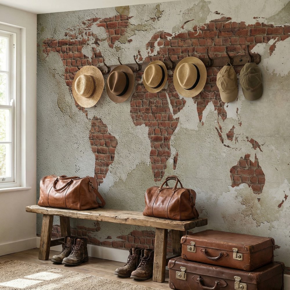 Fotomurali : Mappa del Mondo in Mattoni