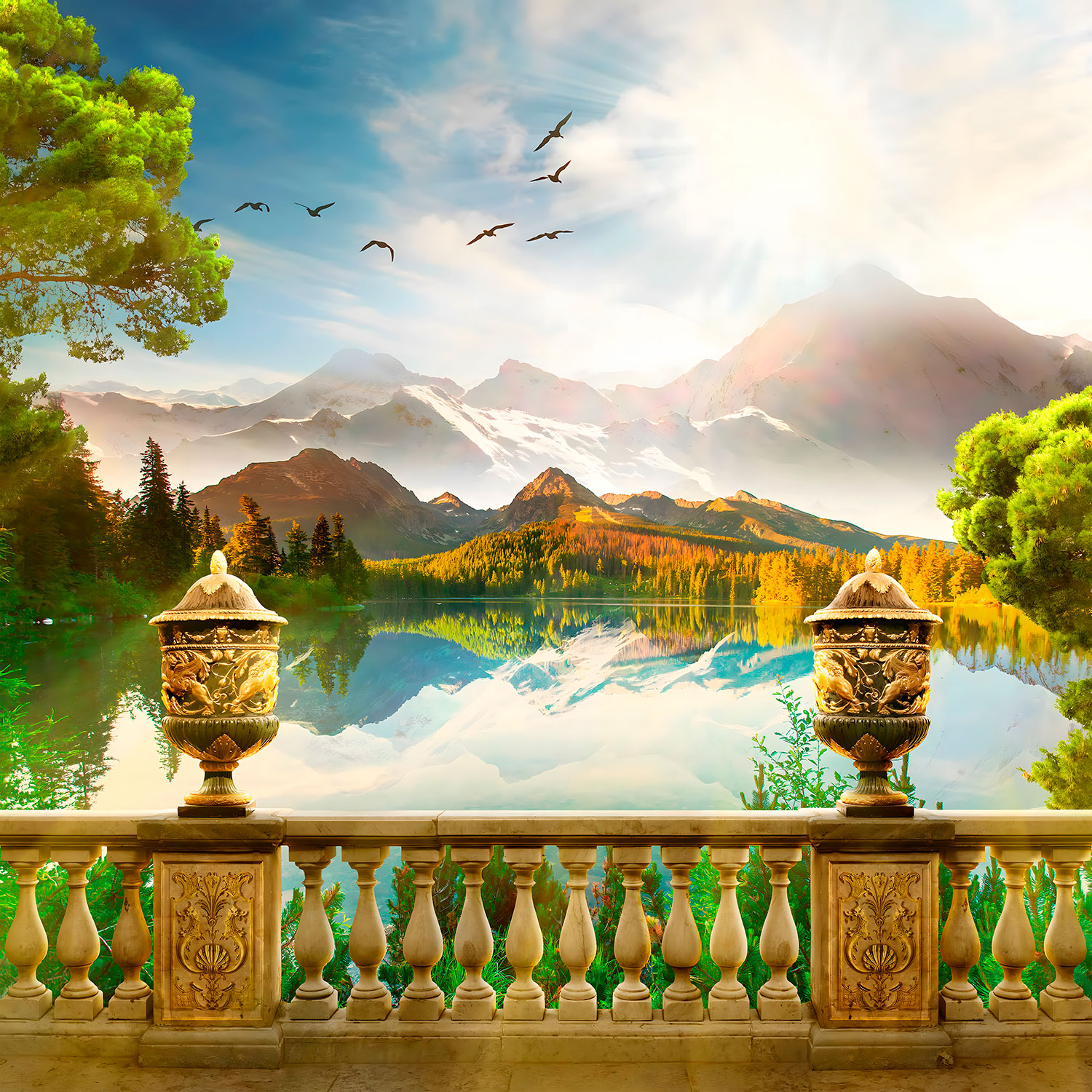 Fotomurali : Montagne e lago