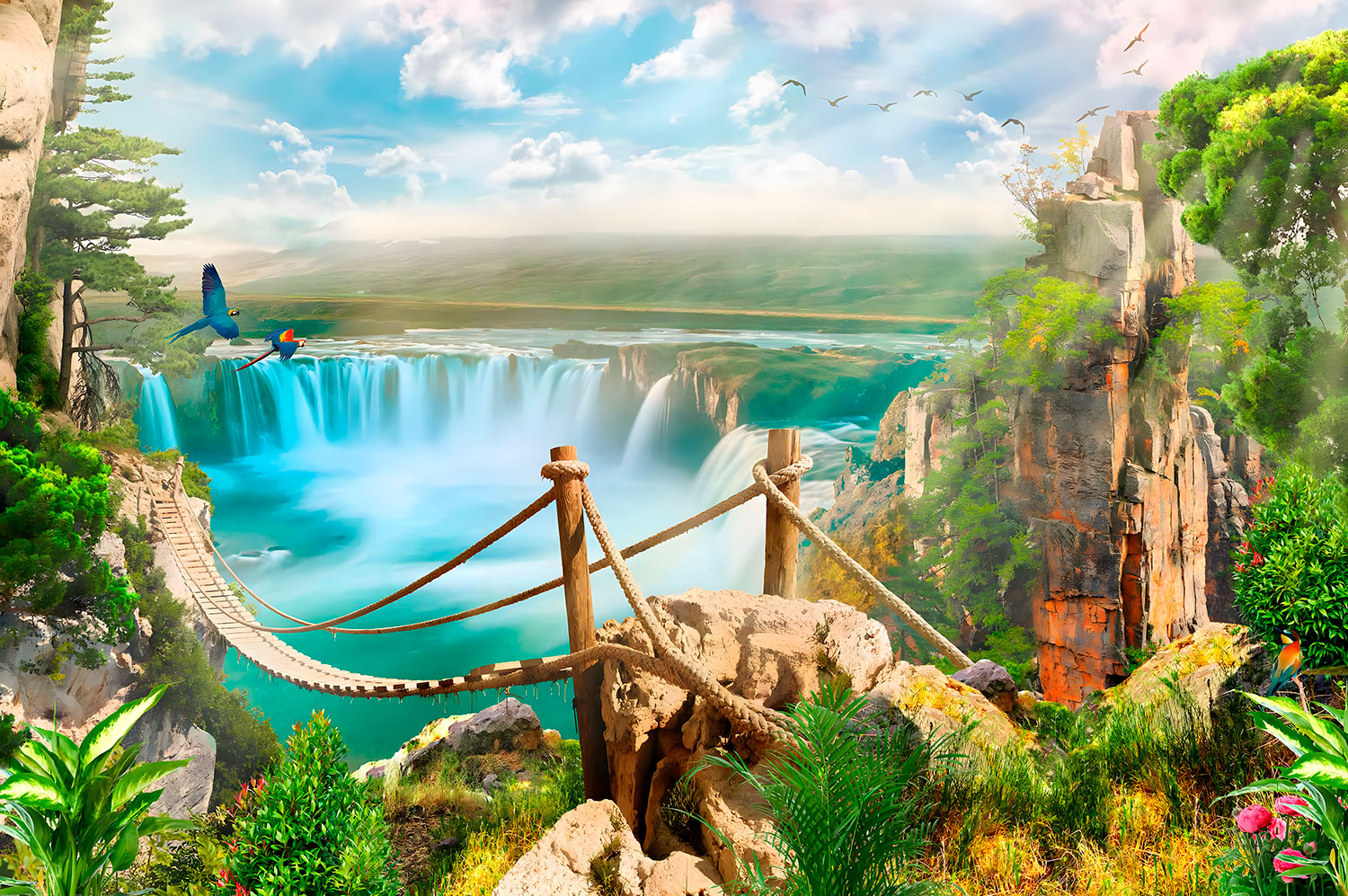 Fotomurali : Ponte sulle cascate