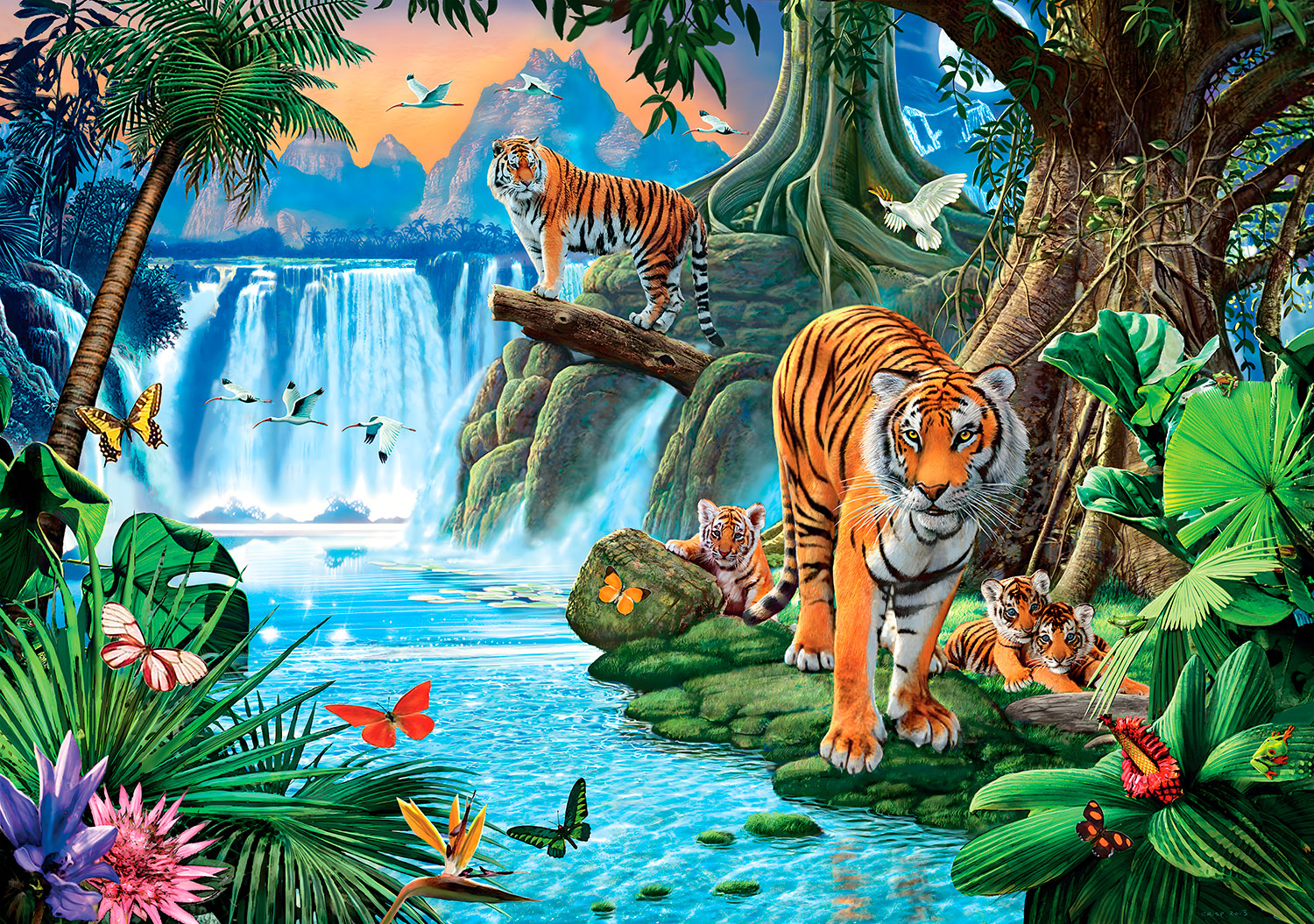 Fotomurali : Tigri in una cascata