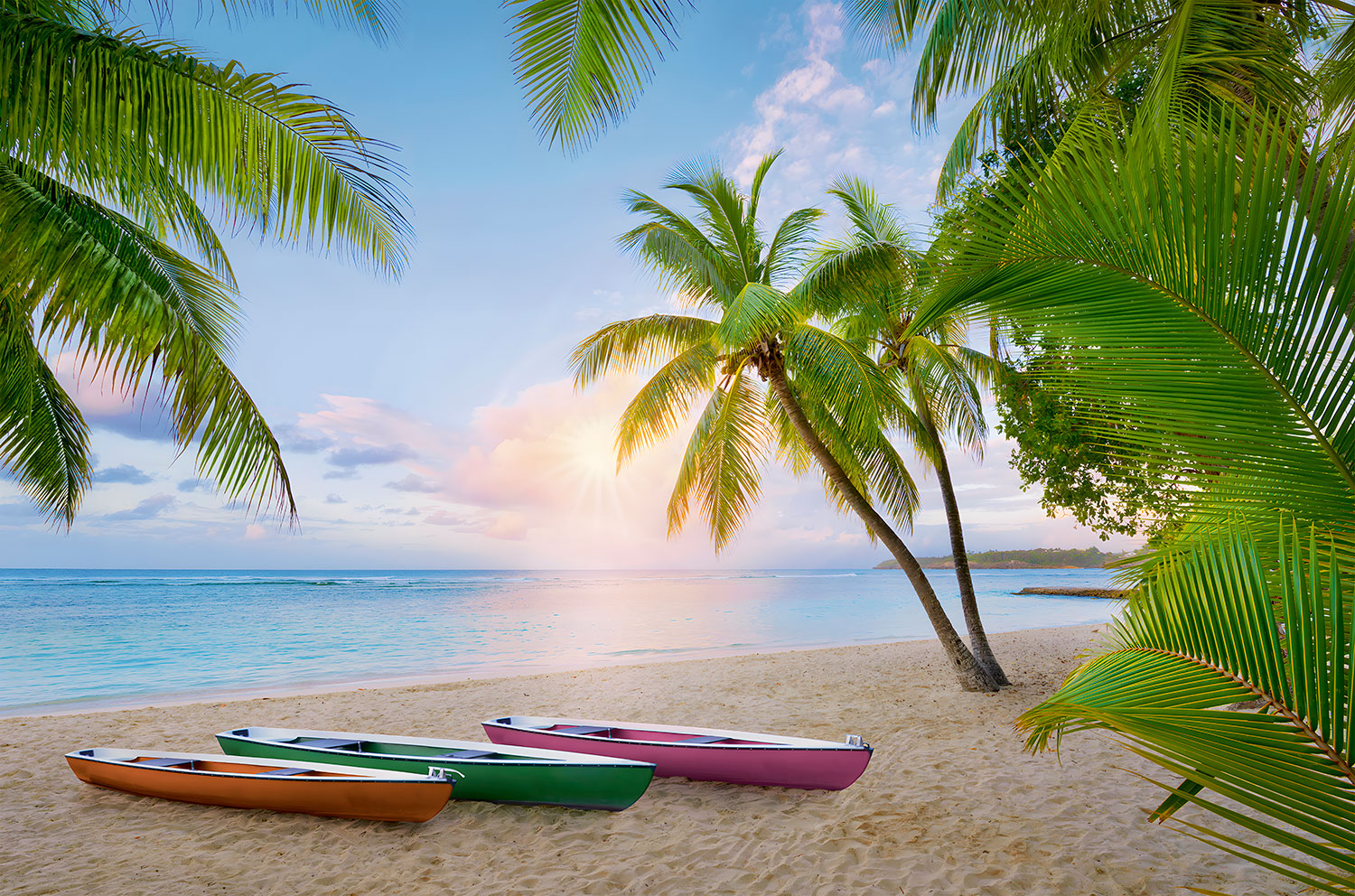 Fotomurali : Tramonto su una spiaggia caraibica