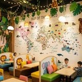 Fotomurali : Mappa del mondo per bambini con bandiere e animali 15