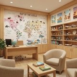 Fotomurali : Mappa del mondo per bambini con bandiere e animali 17