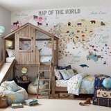 Fotomurali : Mappa del mondo per bambini con bandiere e animali 20